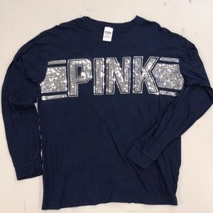Pink Medium sparkle glitter LS shirt